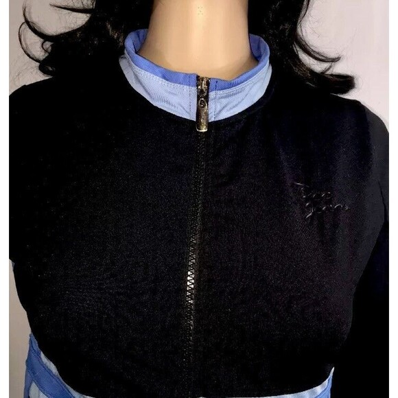 Paco Jeans Athletic Jacket Small Navy Blue Striped Zipper Front Casual Style - Picture 2 of 12